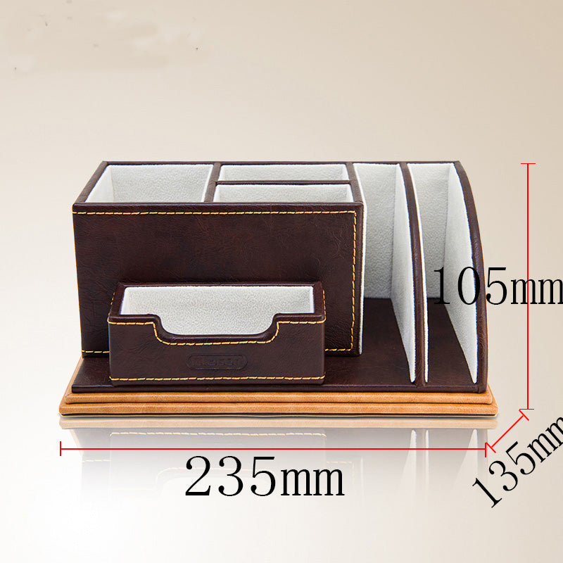 Deluxe Leather Desk Organizer