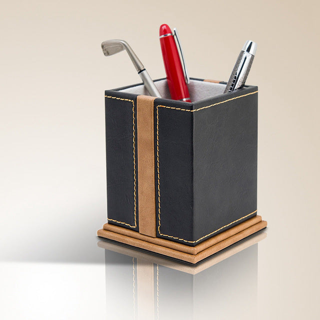 Deluxe Leather Desk Organizer